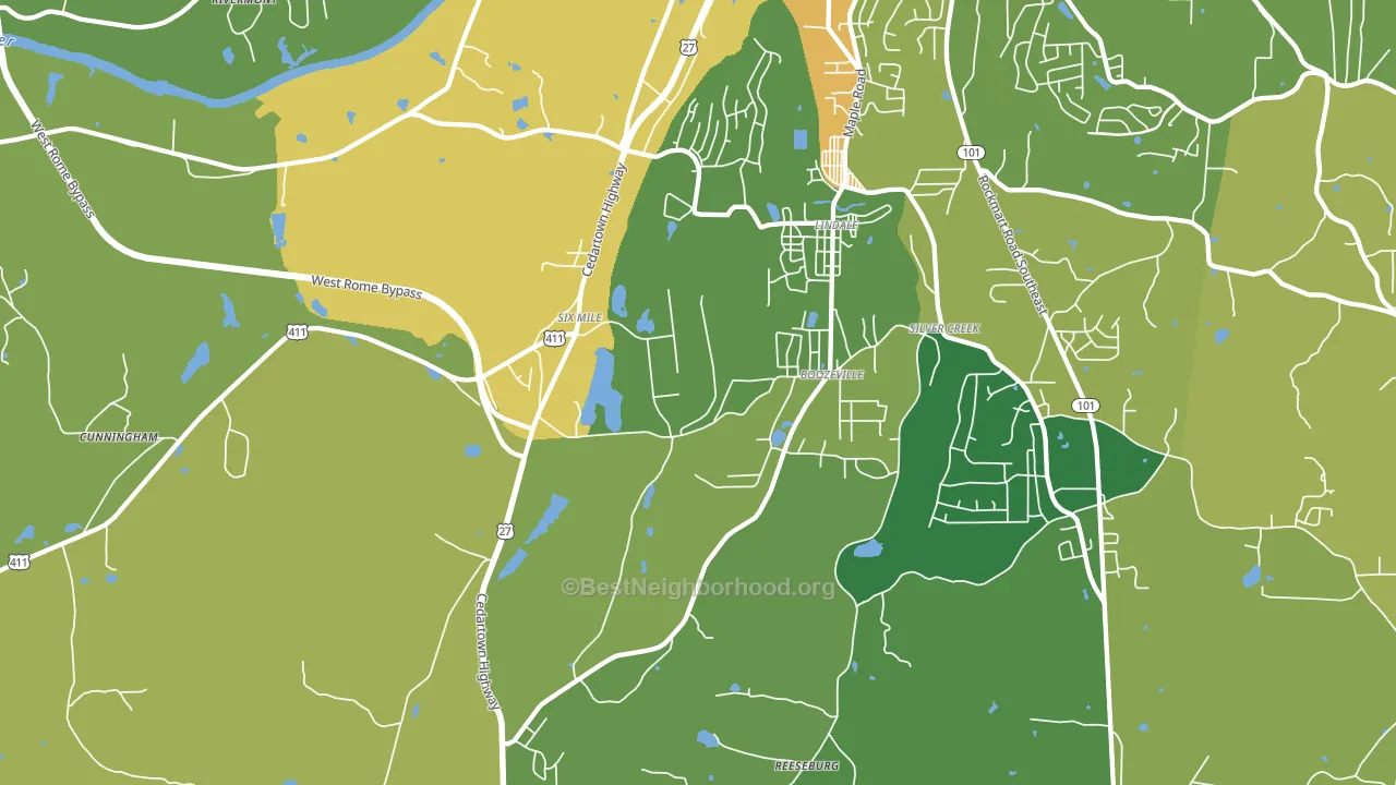 Lindale, GA block-group voter-turnout map