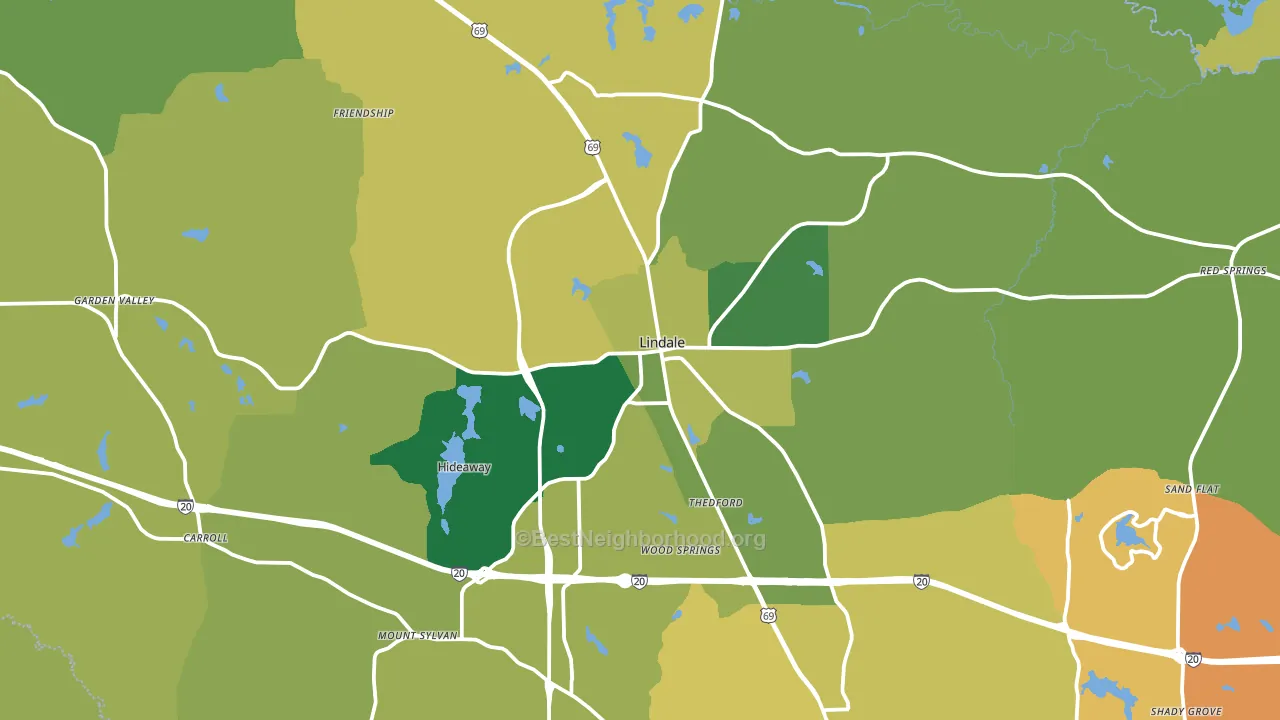 Lindale, TX block-group voter-turnout map