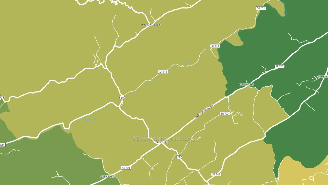 Lindell, VA block-group voter-turnout map