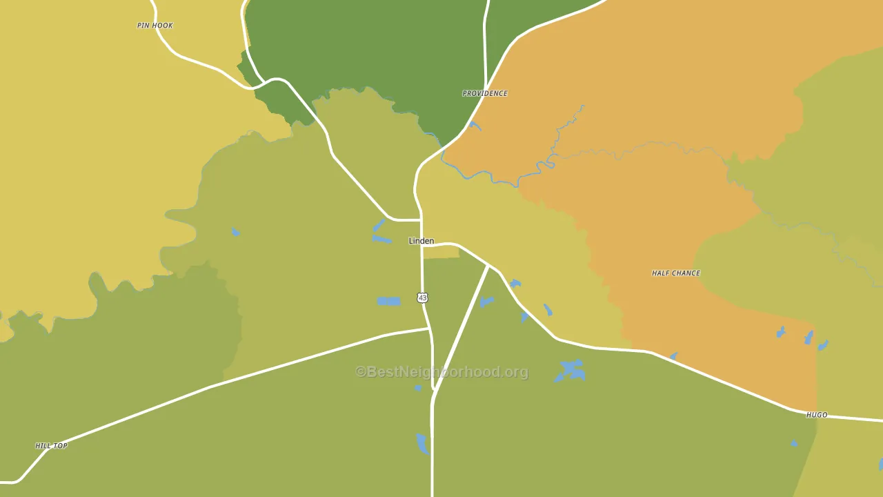 Linden, AL block-group voter-turnout map