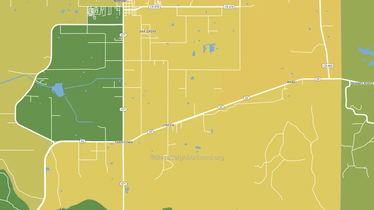Linden, FL block-group voter-turnout map