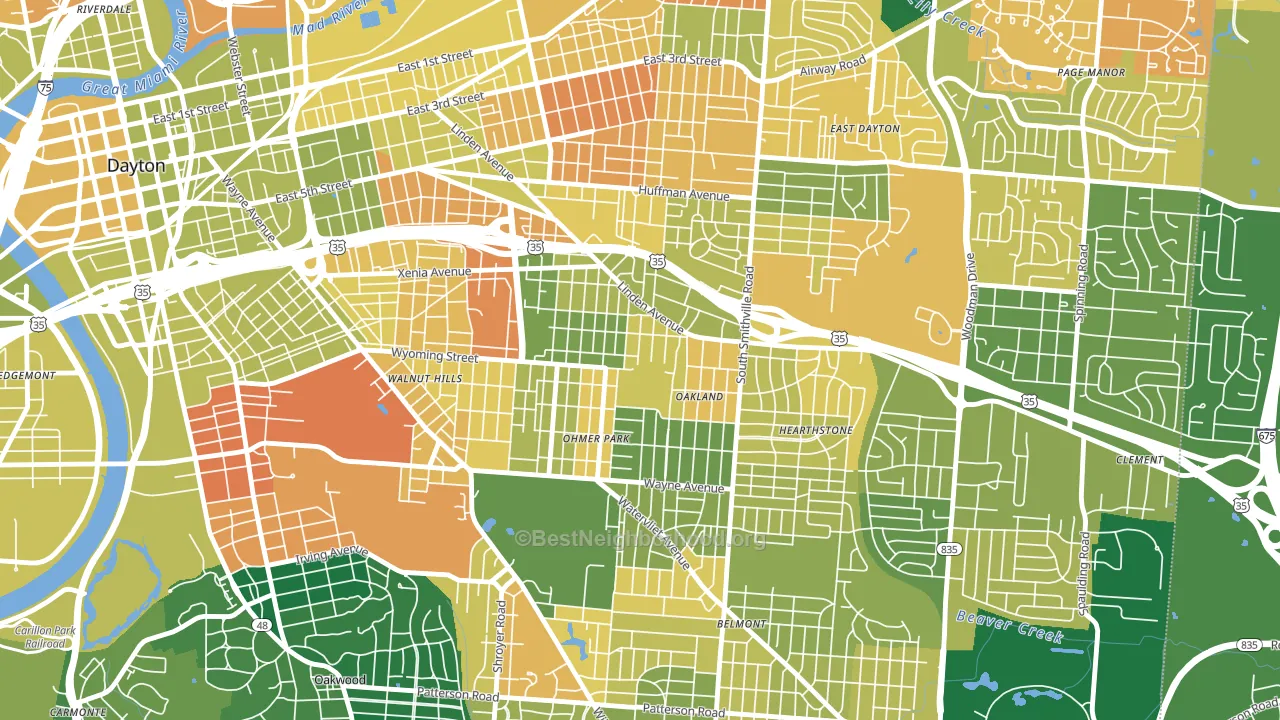 Linden Heights, Dayton, OH block-group voter-turnout map
