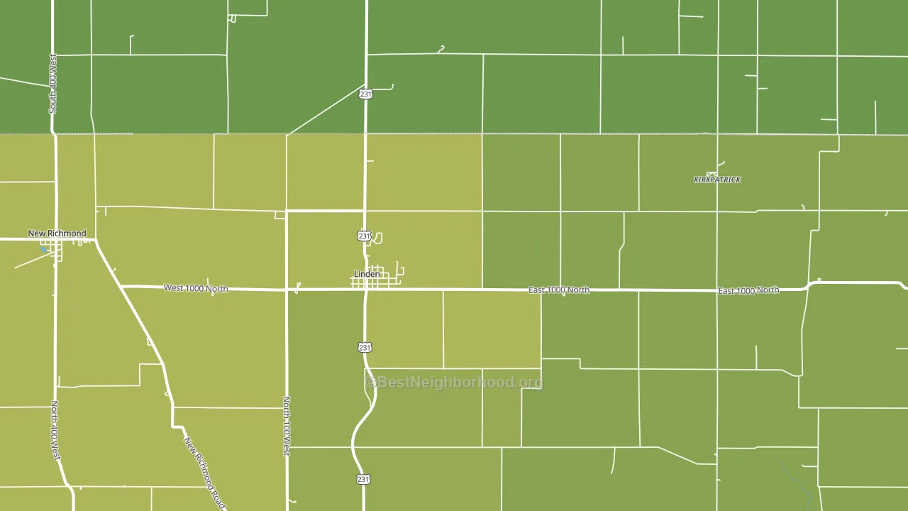 Linden, IN block-group voter-turnout map