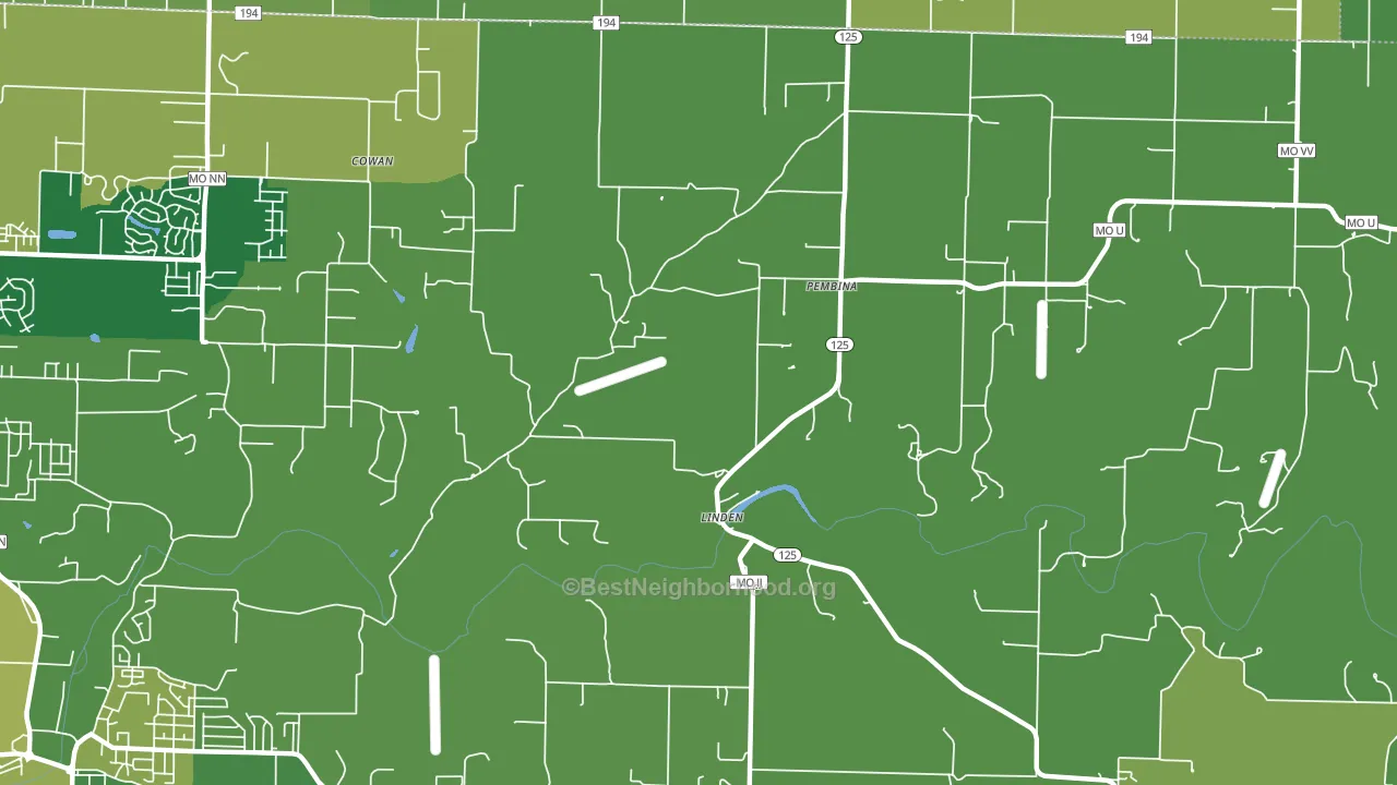 Linden, MO block-group voter-turnout map