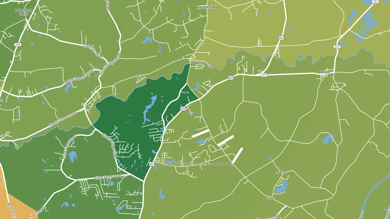 Linden, NC block-group voter-turnout map