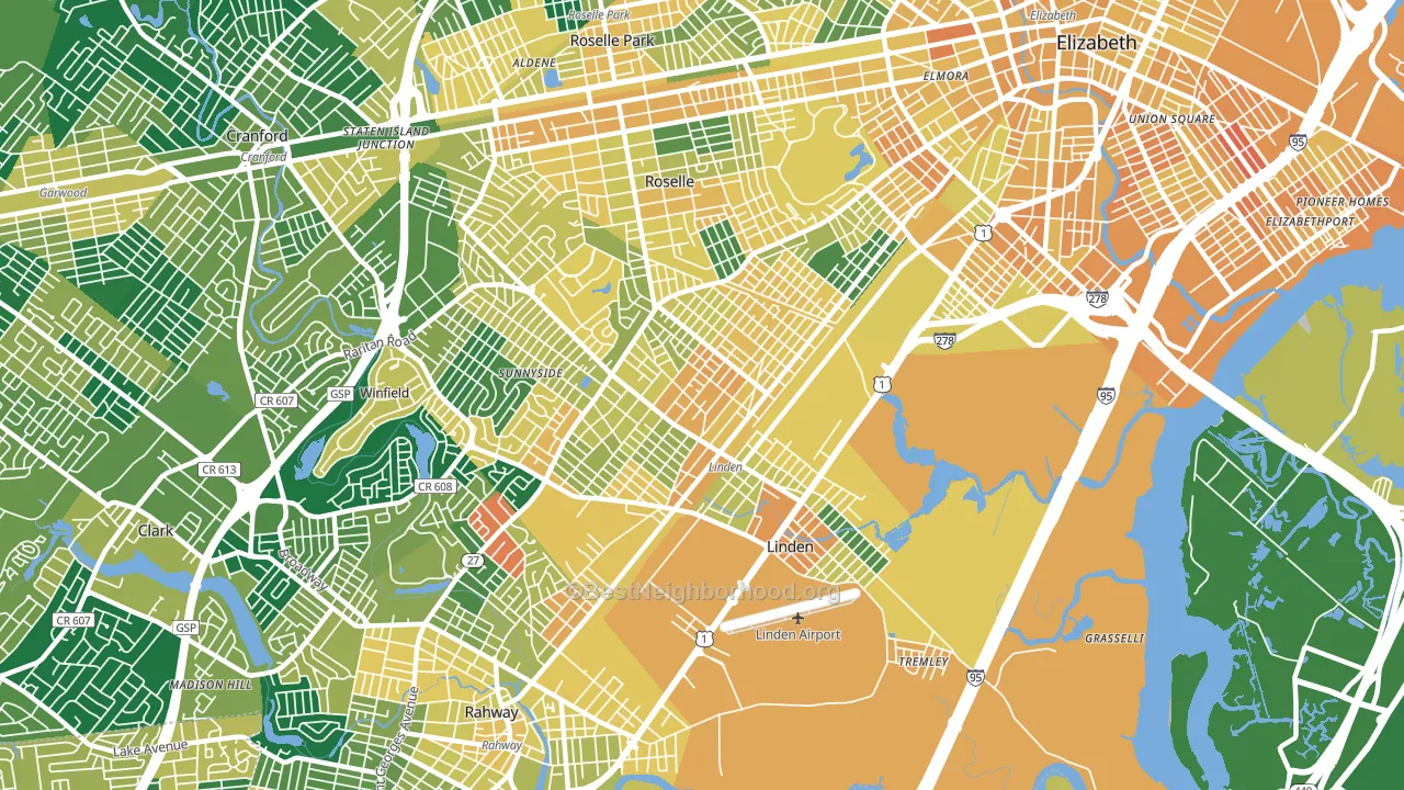 Linden, NJ block-group voter-turnout map