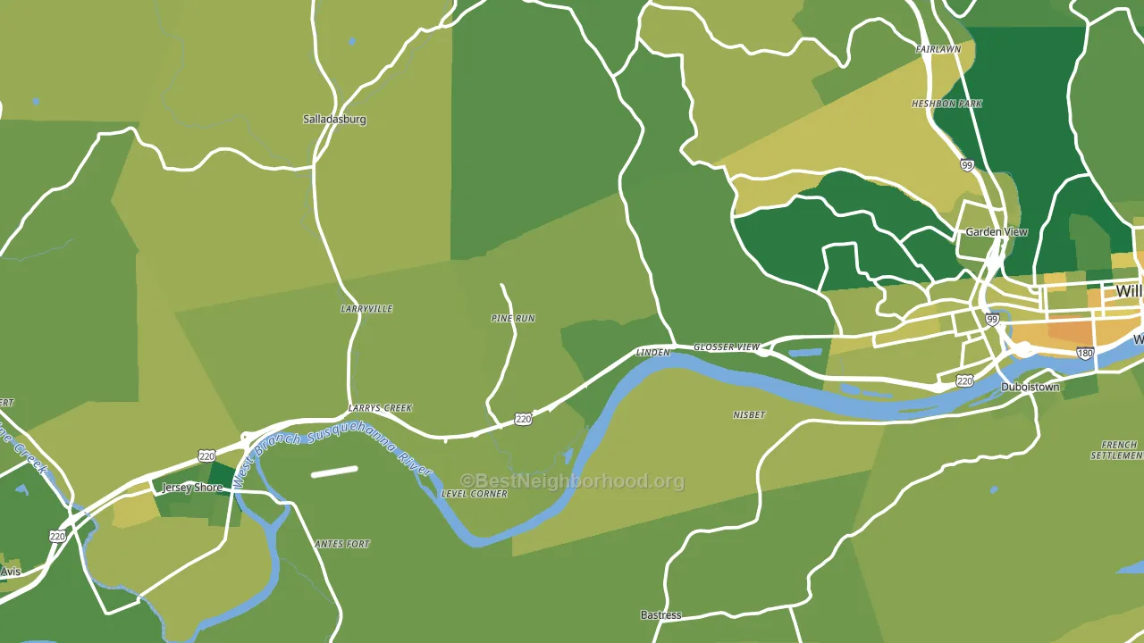 Linden, PA block-group voter-turnout map