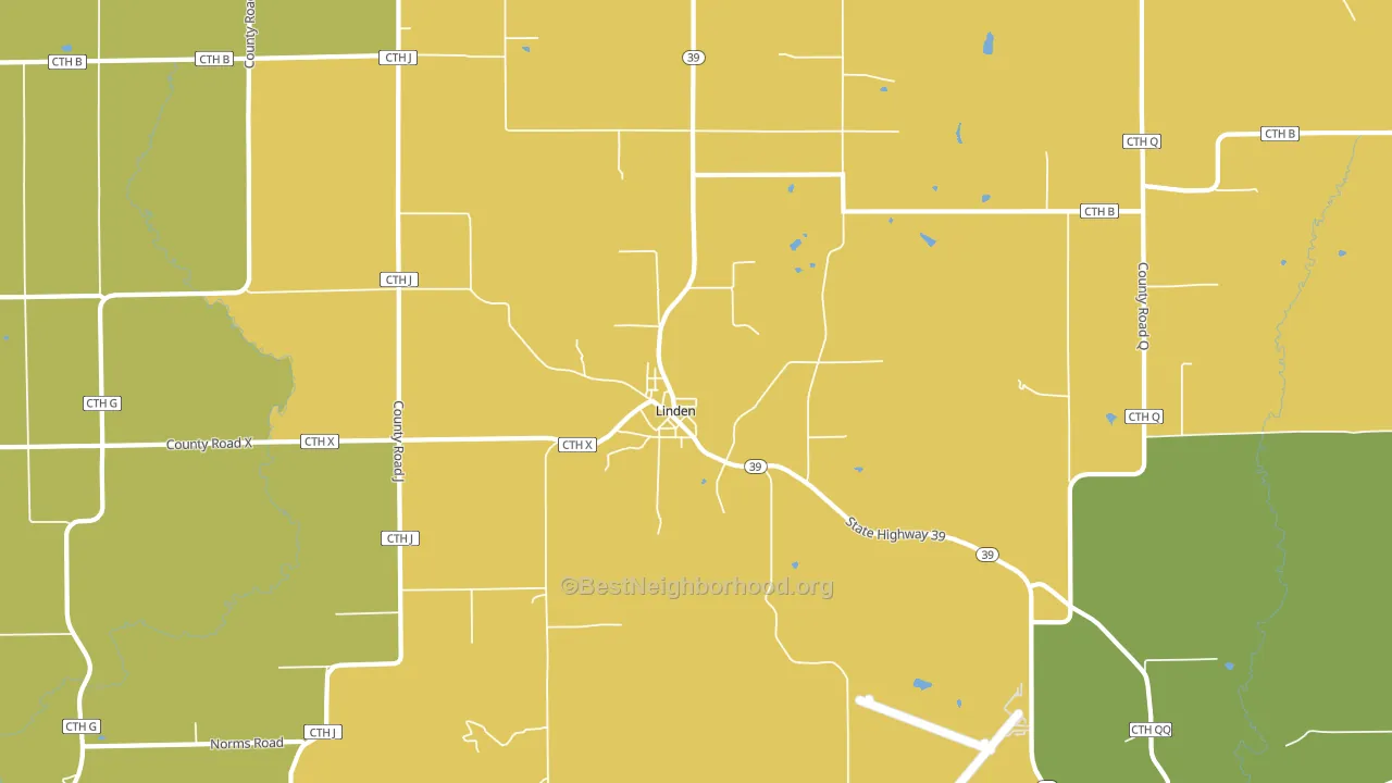Linden, WI block-group voter-turnout map