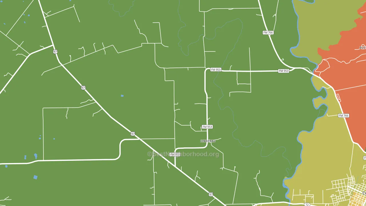 Lindenau, TX block-group voter-turnout map