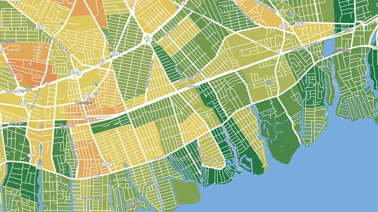 Lindenhurst, NY block-group voter-turnout map