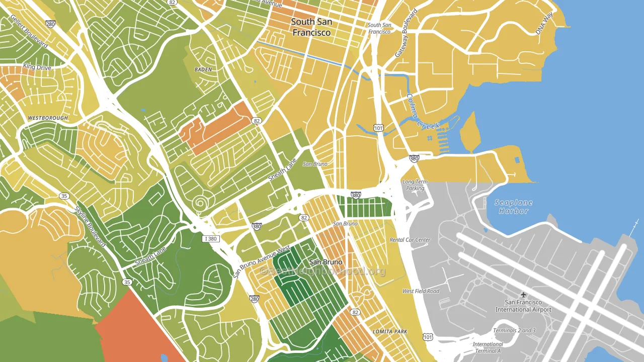 Lindenville, South San Francisco, CA block-group voter-turnout map
