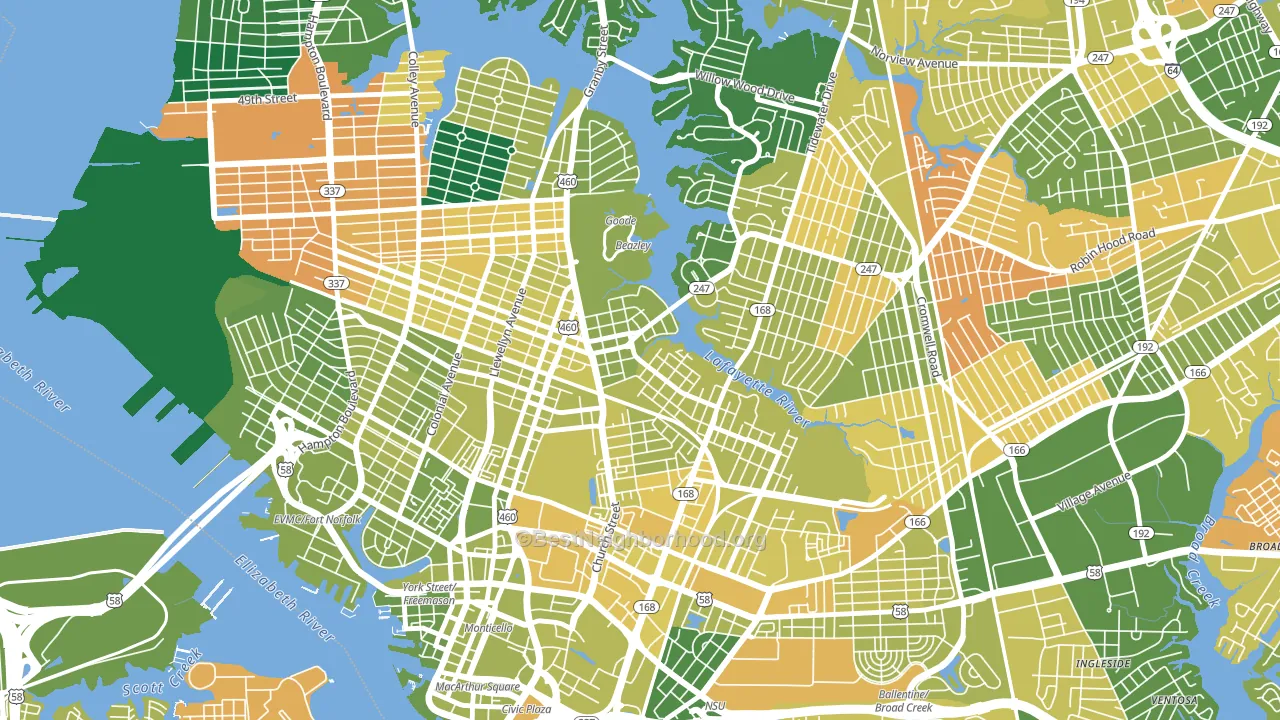 Lindenwood, Norfolk, VA block-group voter-turnout map