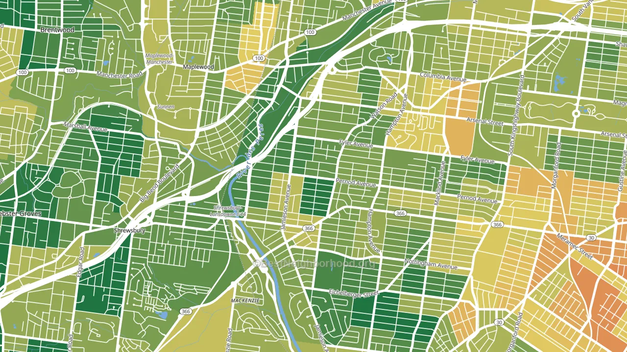 Lindenwood Park, St. Louis, MO block-group voter-turnout map