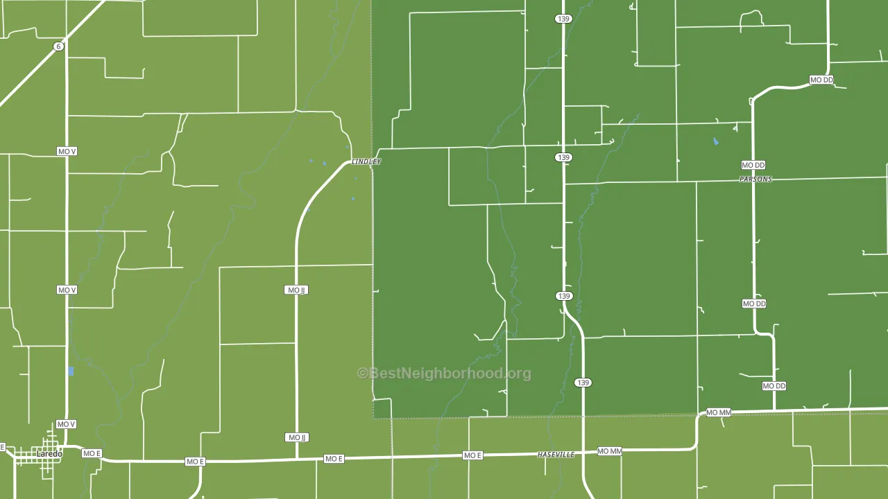 Lindley, MO block-group voter-turnout map