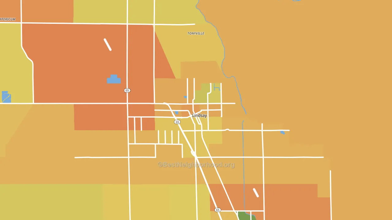Lindsay, CA block-group voter-turnout map