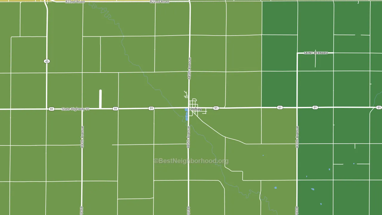 Lindsay, NE block-group voter-turnout map