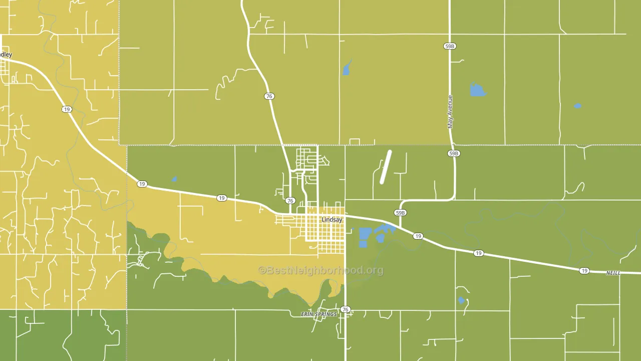 Lindsay, OK block-group voter-turnout map