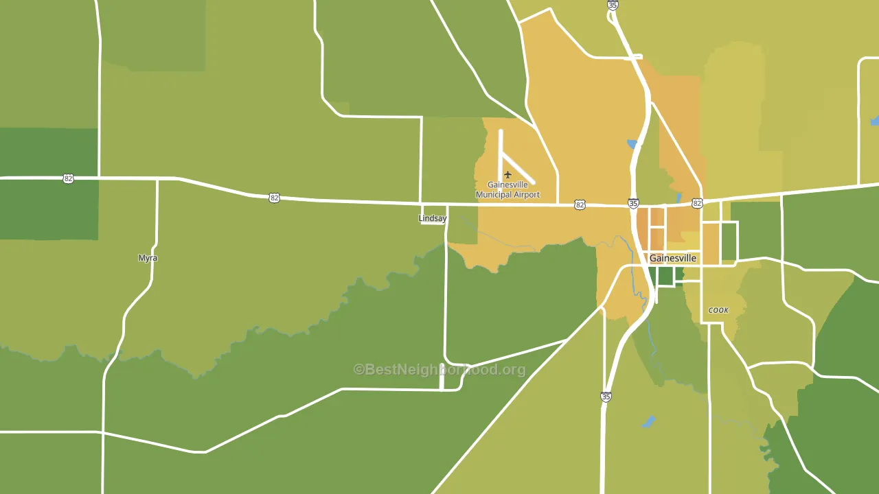 Lindsay, TX block-group voter-turnout map