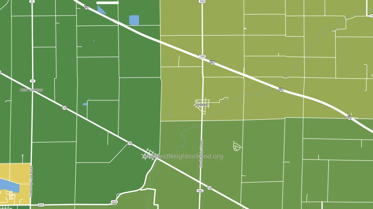 Lindsey, OH block-group voter-turnout map