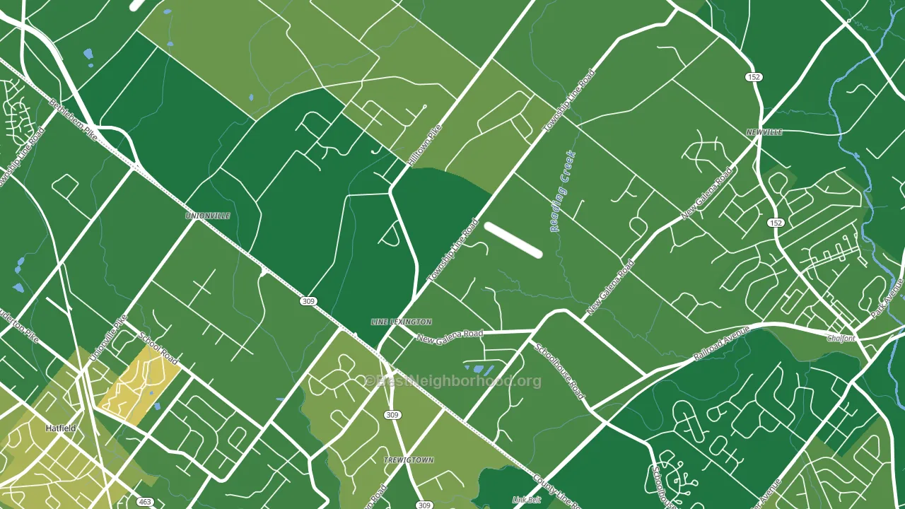 Line Lexington, PA block-group voter-turnout map