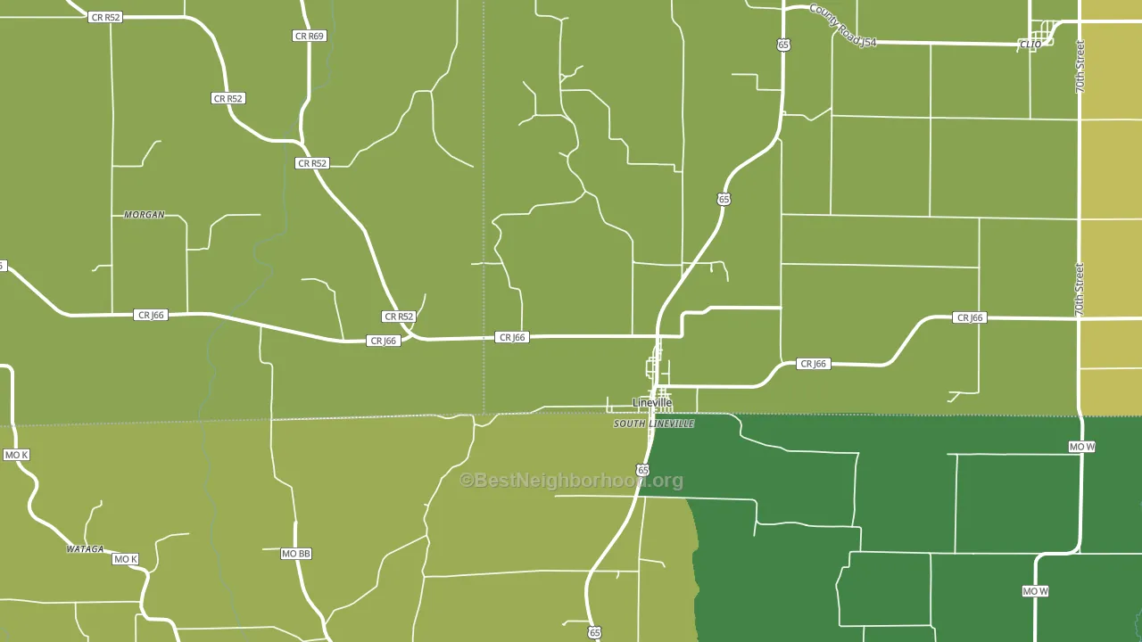 Lineville, IA block-group voter-turnout map