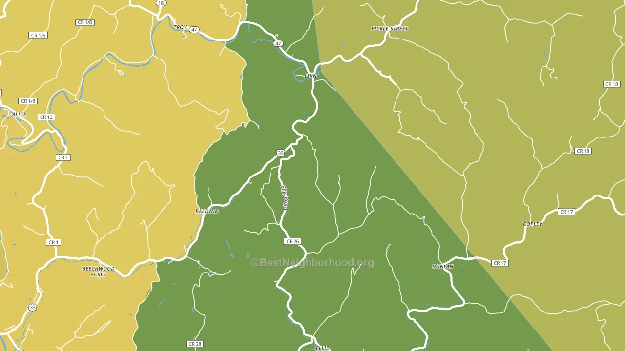 Linn, WV block-group voter-turnout map