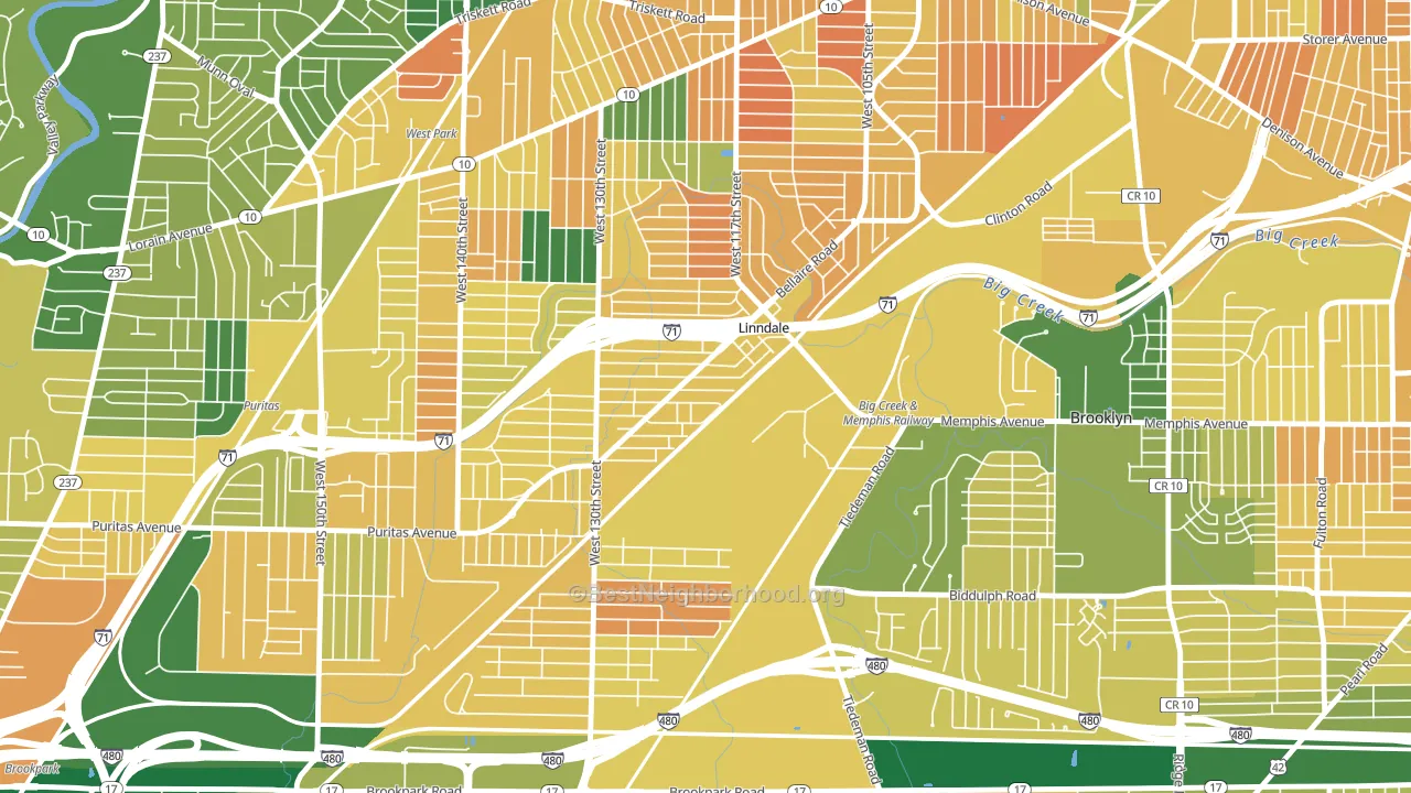 Linndale, OH block-group voter-turnout map