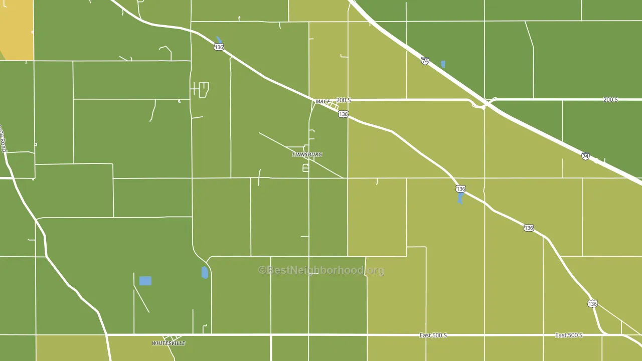 Linnsburg, IN block-group voter-turnout map