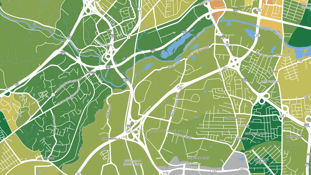 Linthicum Heights, MD block-group voter-turnout map
