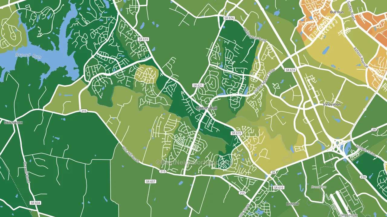 Linton Hall, VA block-group voter-turnout map
