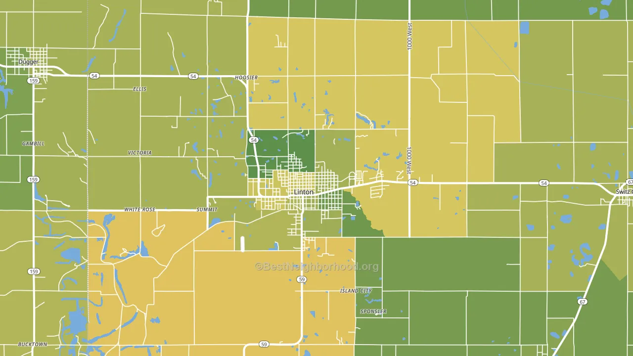 Linton, IN block-group voter-turnout map