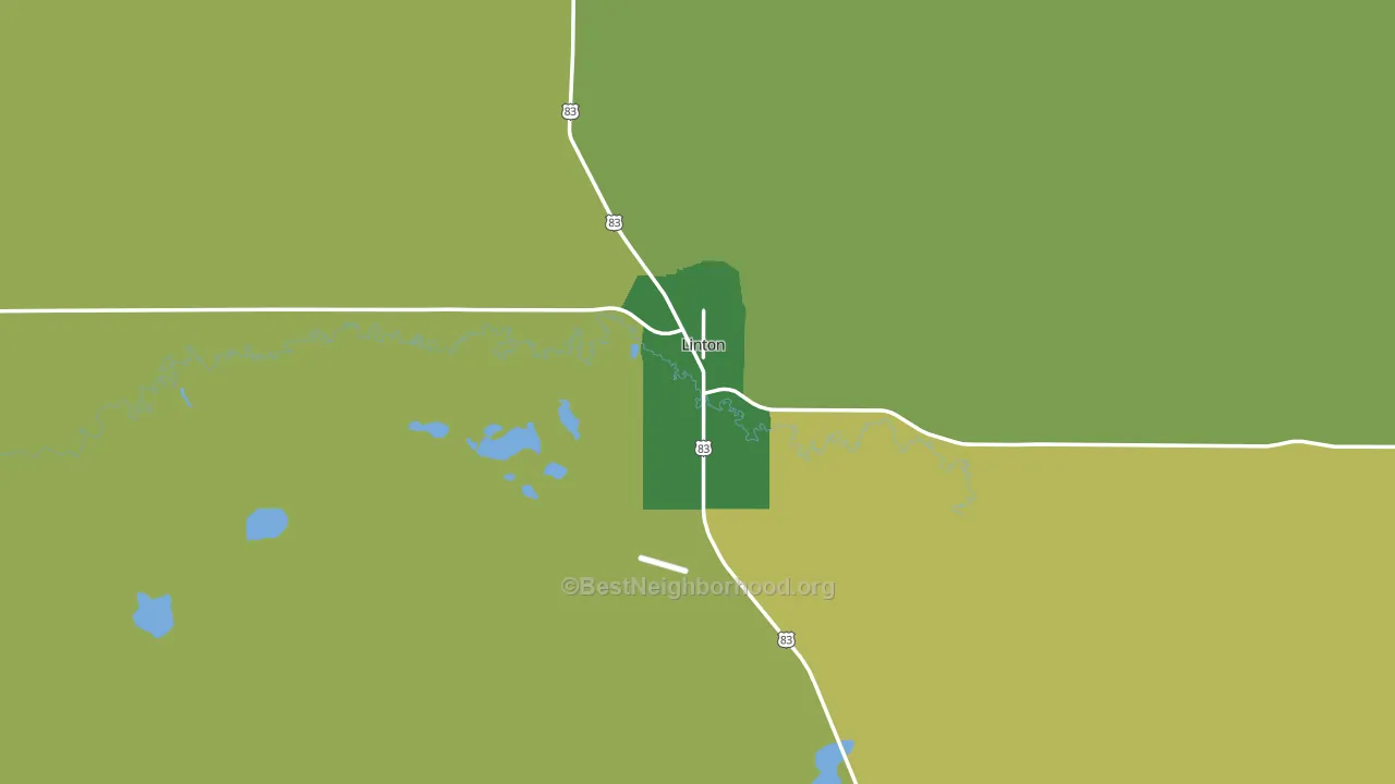 Linton, ND block-group voter-turnout map