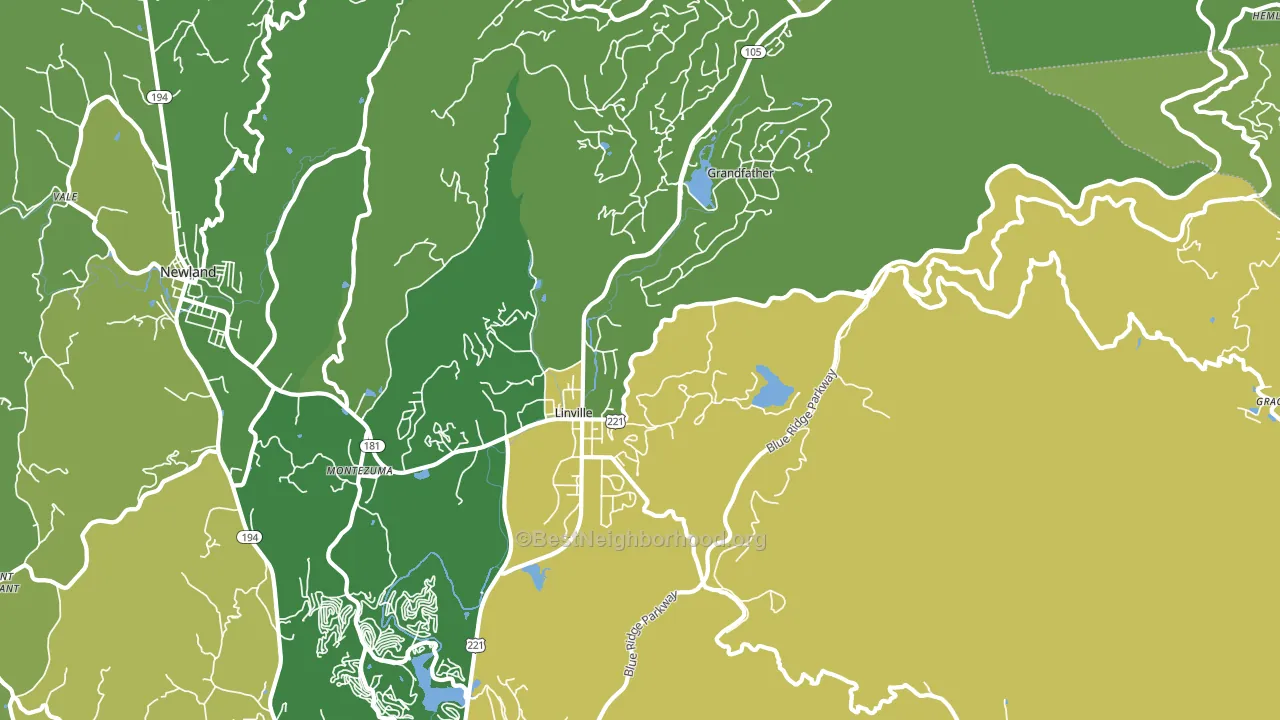 Linville, NC block-group voter-turnout map