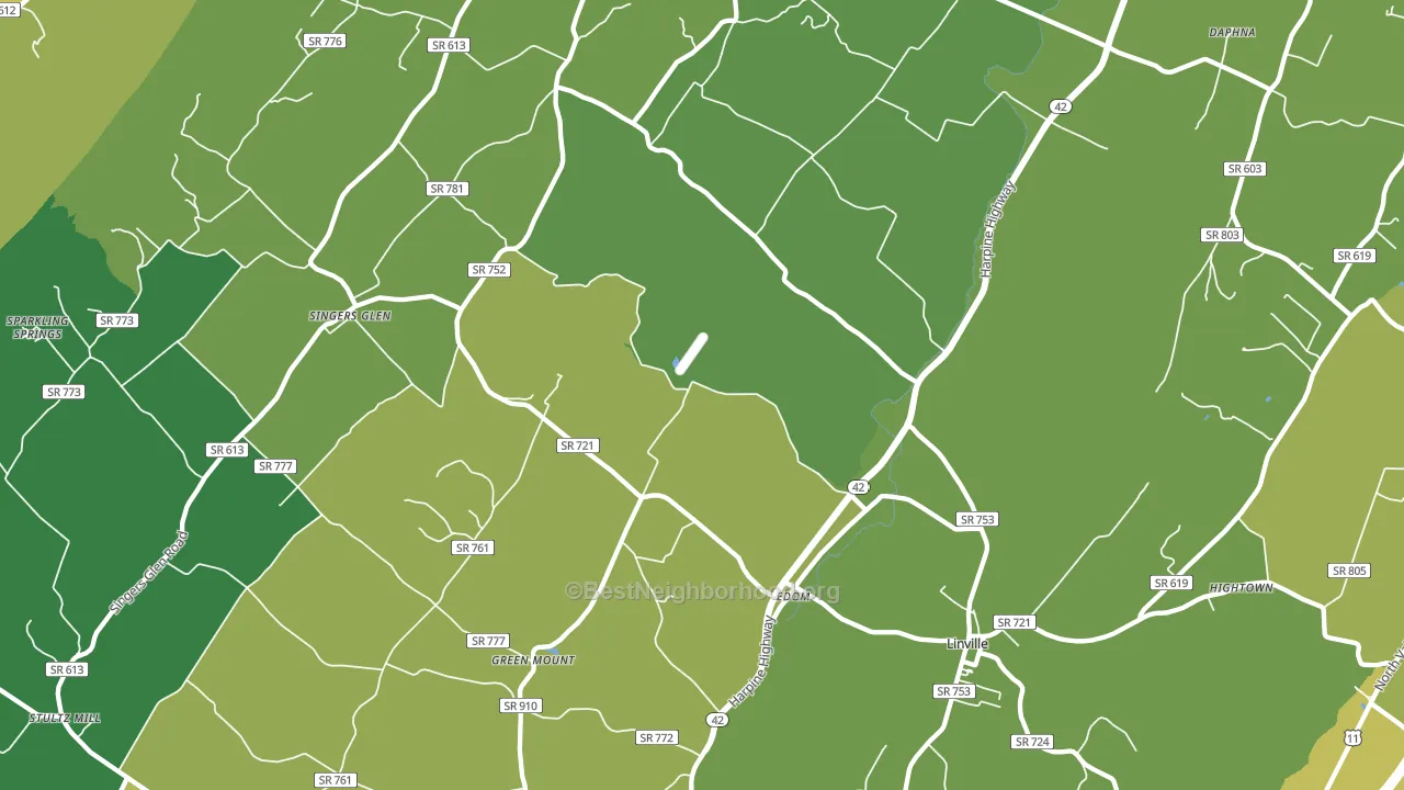 Linville, VA block-group voter-turnout map