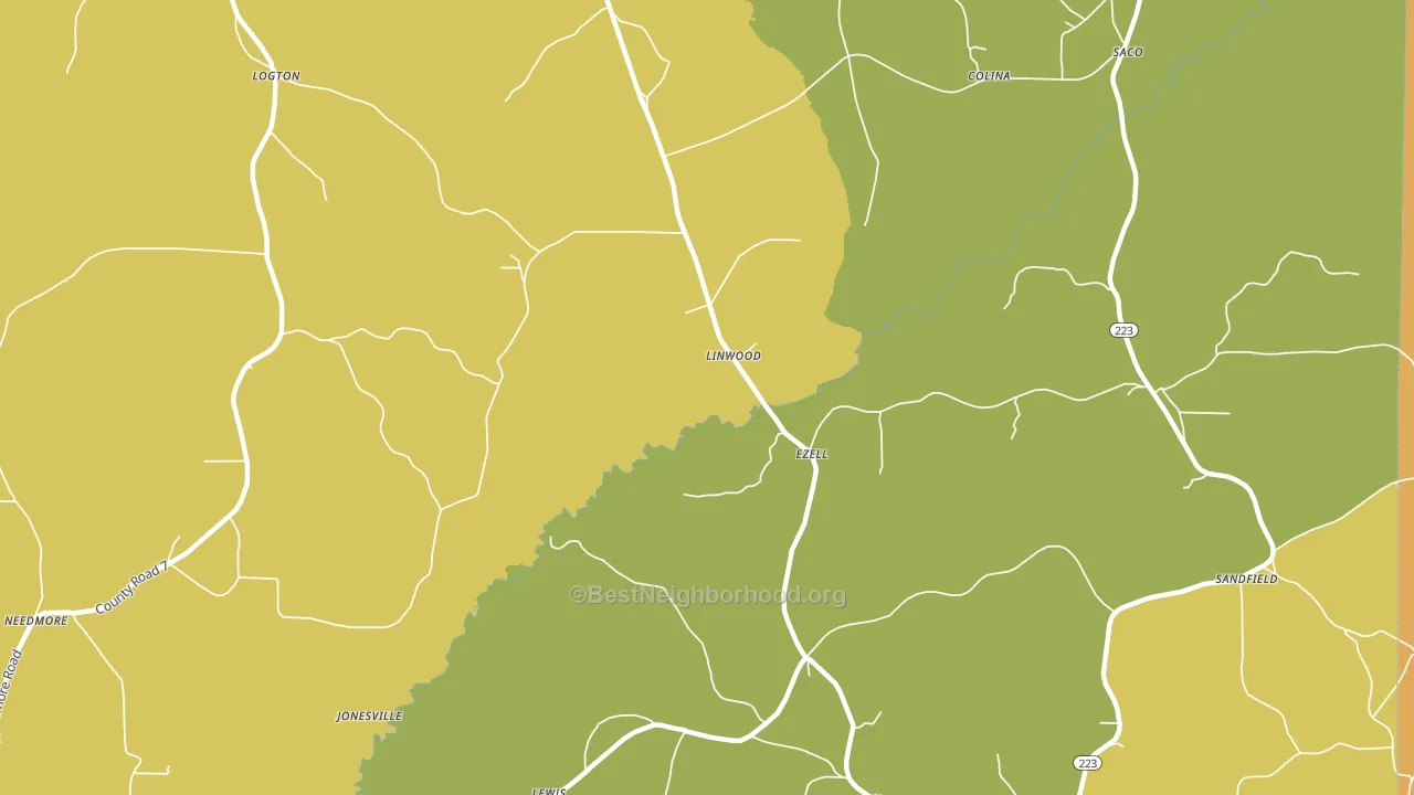 Linwood, AL block-group voter-turnout map