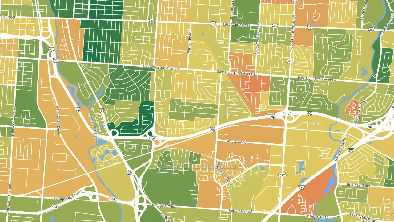 Linwood, Columbus, OH block-group voter-turnout map