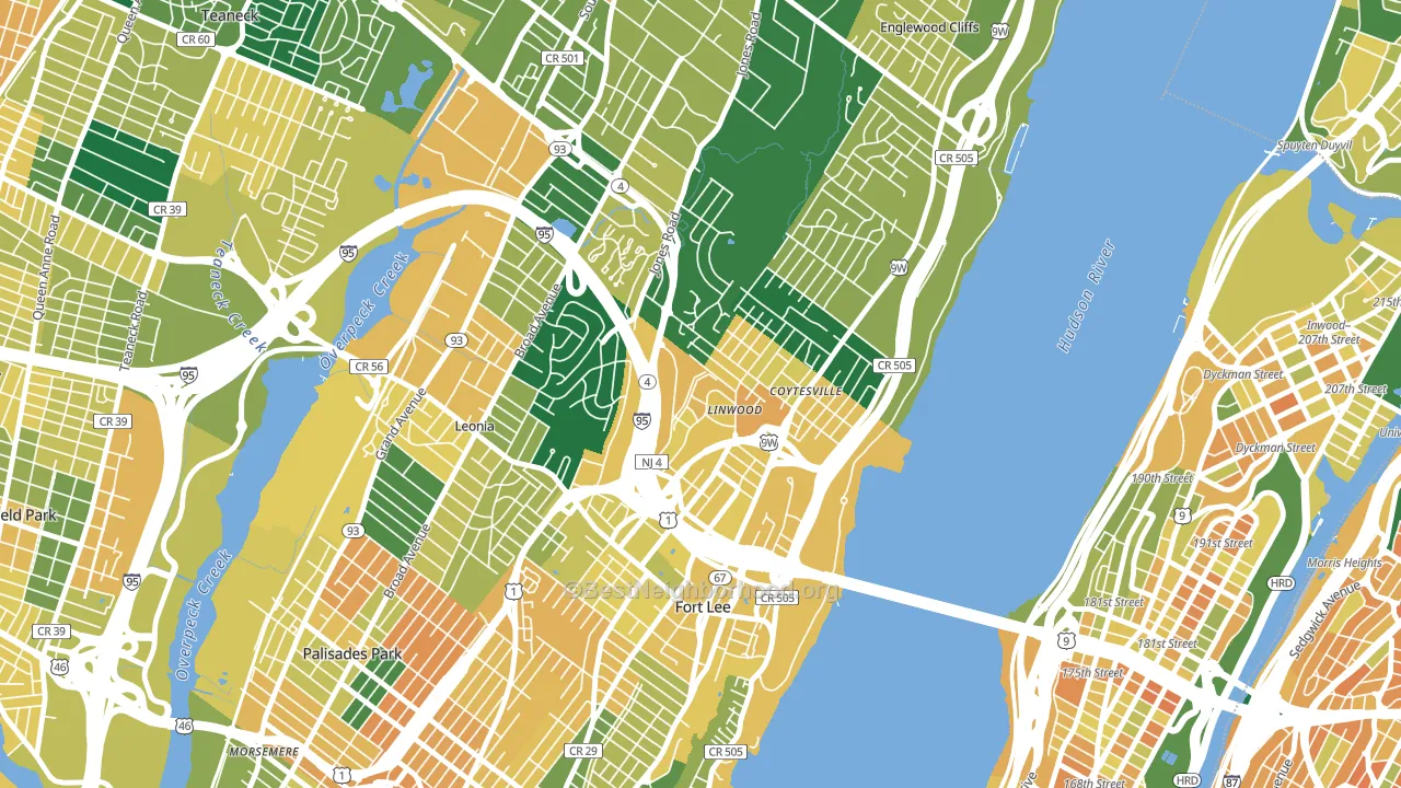 Linwood, Fort Lee, NJ block-group voter-turnout map