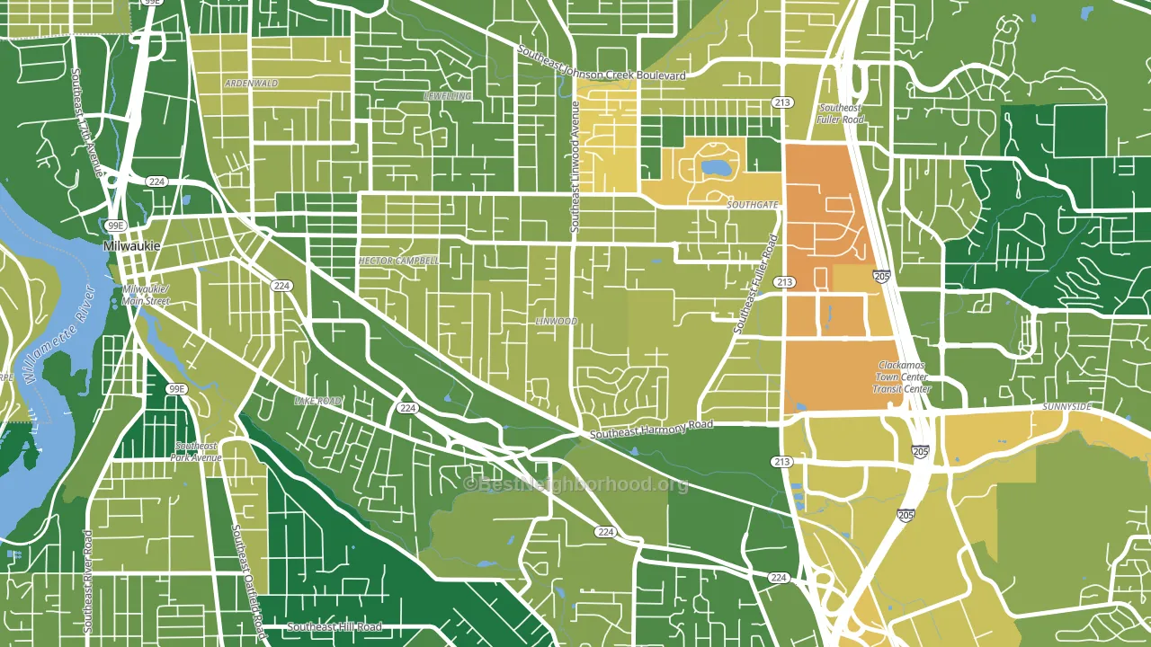 Linwood, Milwaukie, OR block-group voter-turnout map