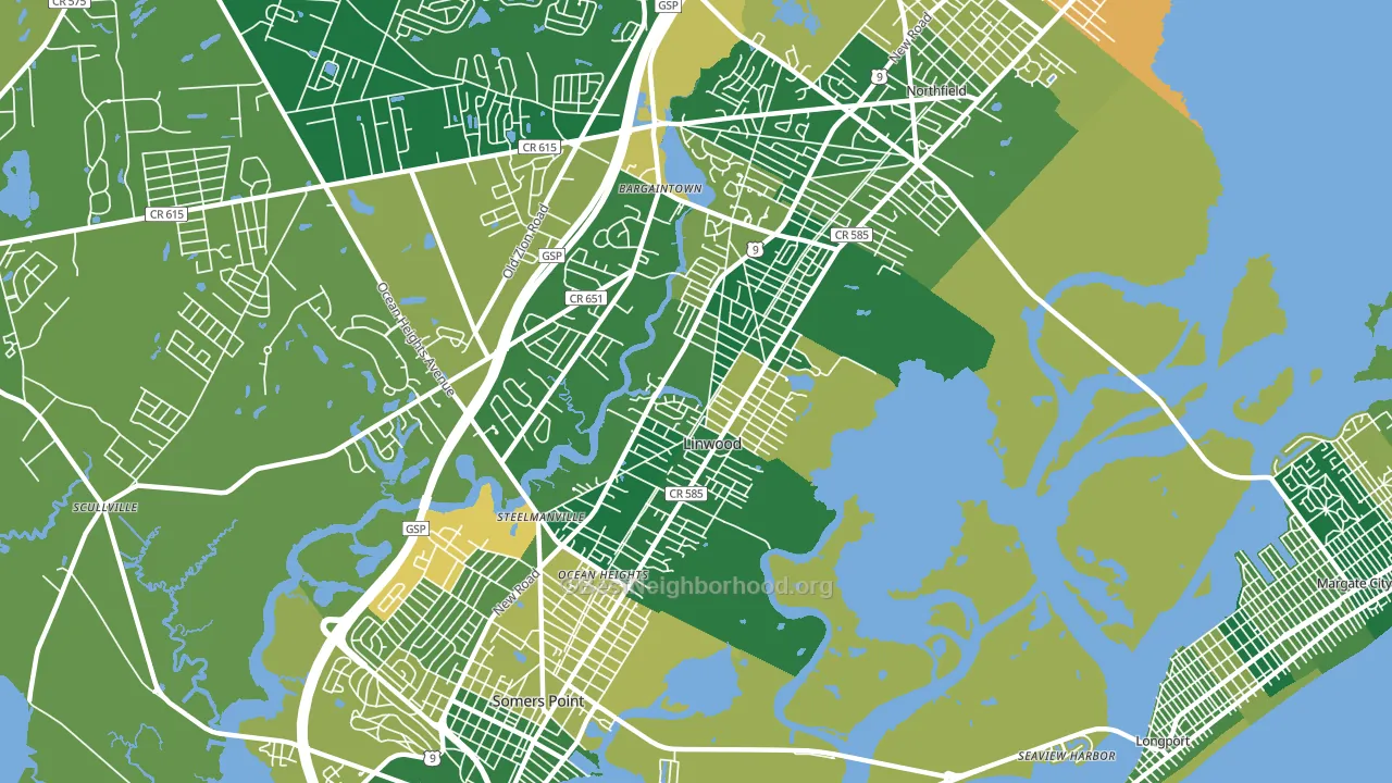 Linwood, NJ block-group voter-turnout map