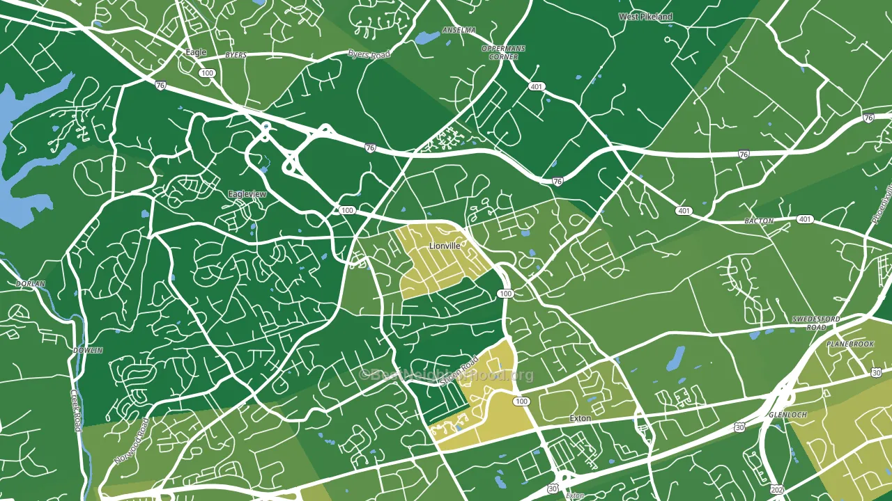 Lionville, PA block-group voter-turnout map