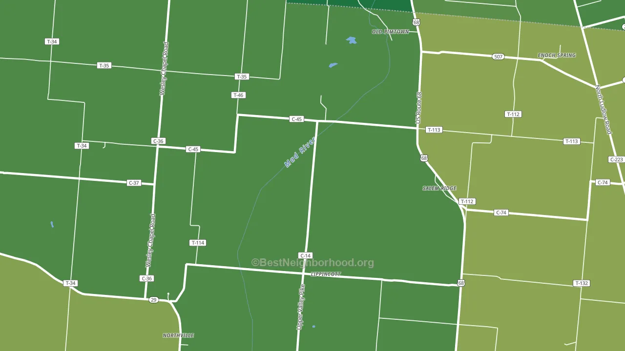 Lippincotts, OH block-group voter-turnout map