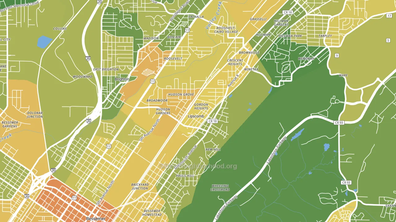 Lipscomb, AL block-group voter-turnout map