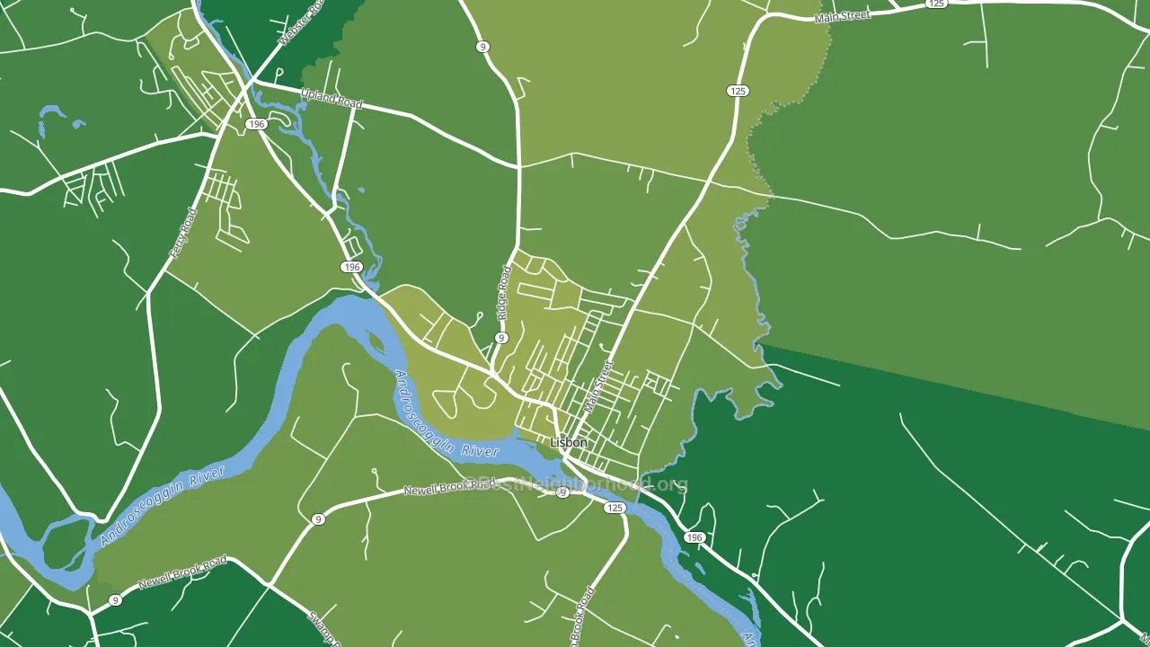 Lisbon Falls, ME block-group voter-turnout map