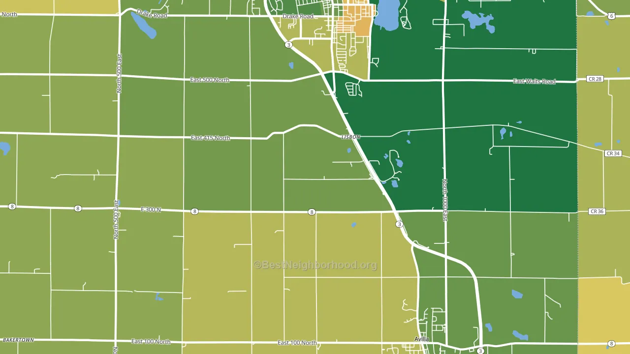 Lisbon, IN block-group voter-turnout map