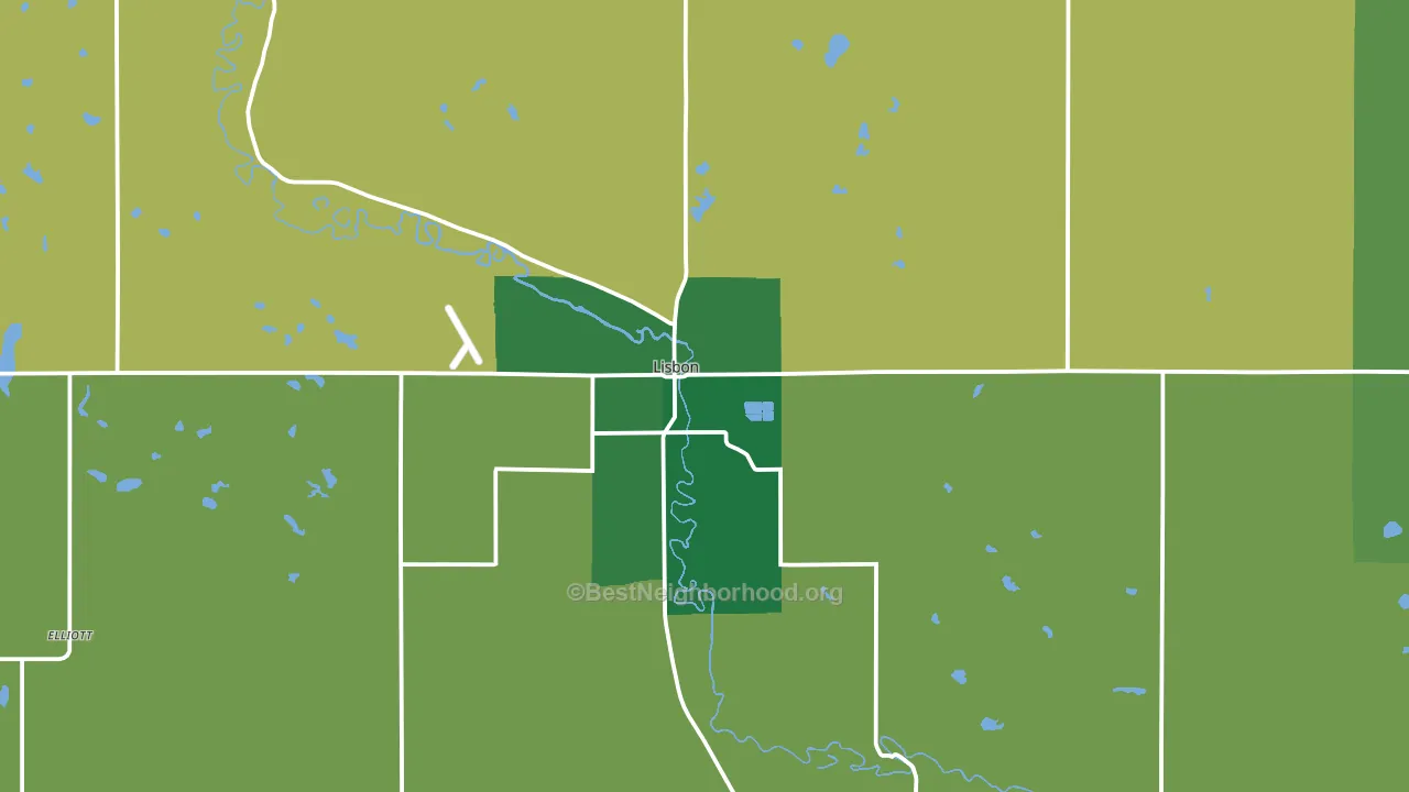 Lisbon, ND block-group voter-turnout map