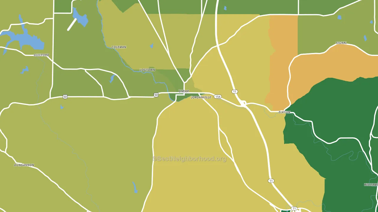 Lisbon, OH block-group voter-turnout map