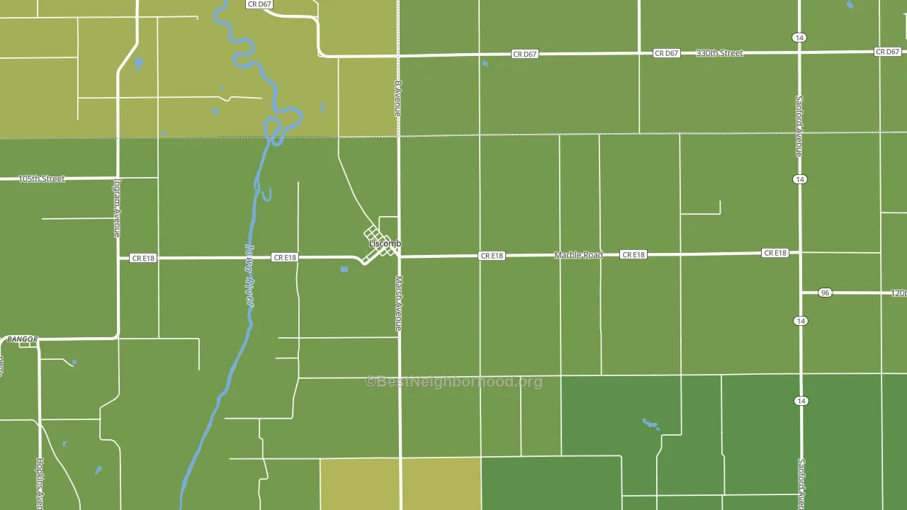 Liscomb, IA block-group voter-turnout map