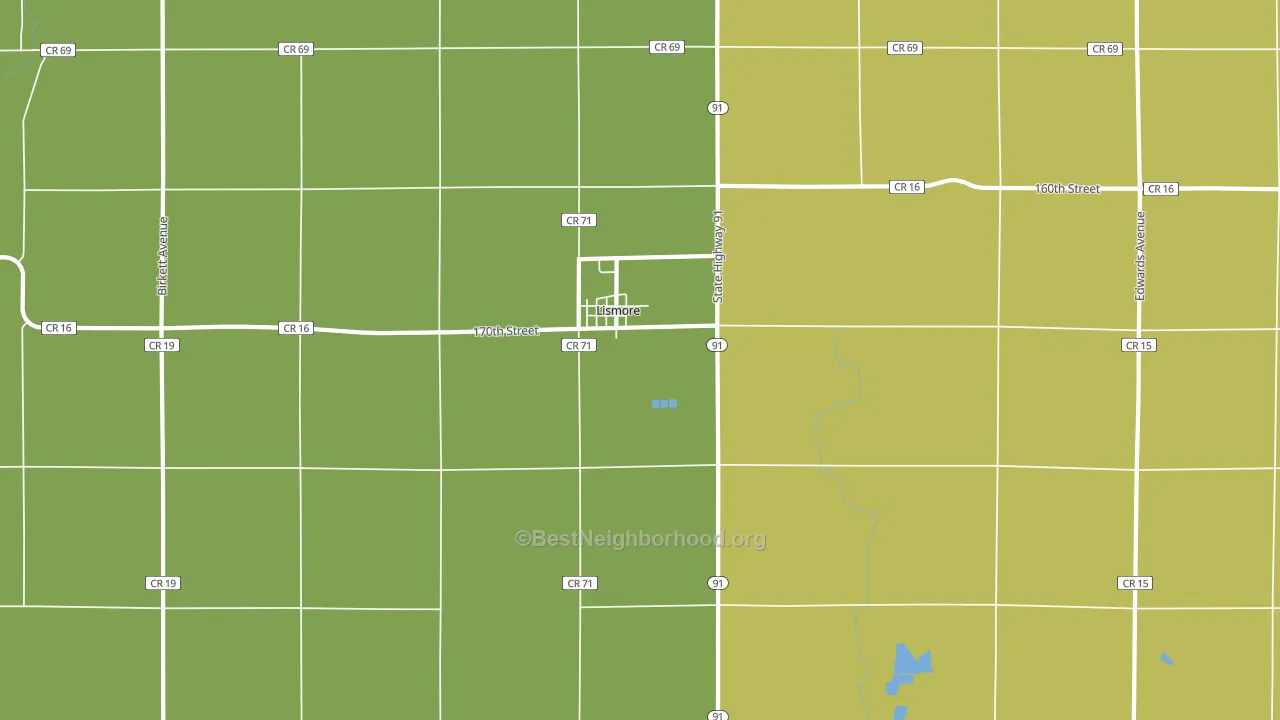 Lismore, MN block-group voter-turnout map
