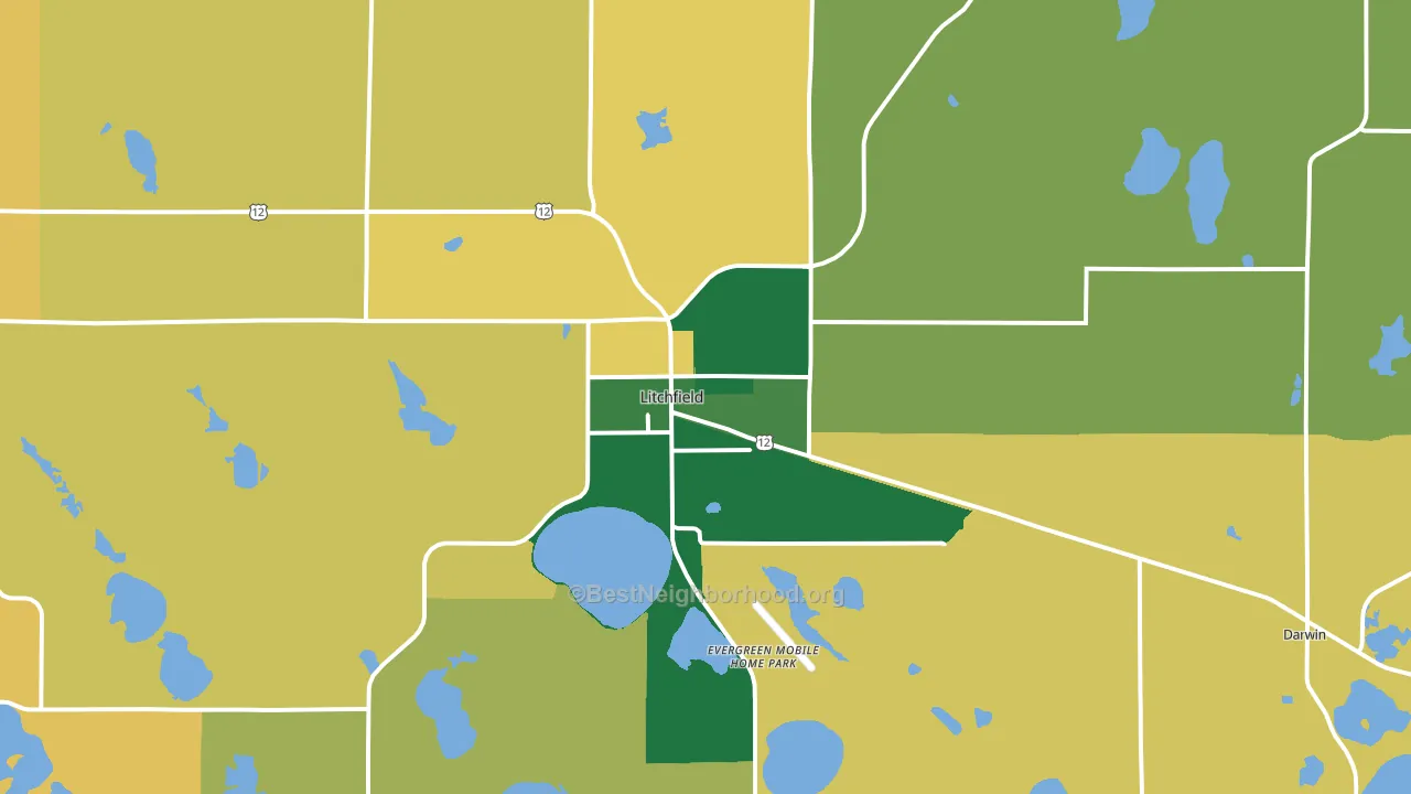 Litchfield, MN block-group voter-turnout map