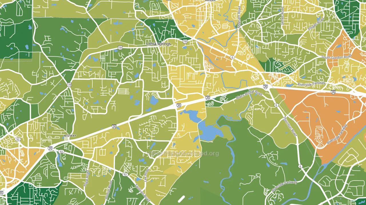 Lithia Springs, GA block-group voter-turnout map